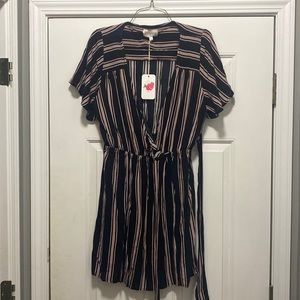 Latiste black, pink, white striped dress (nwt) size L